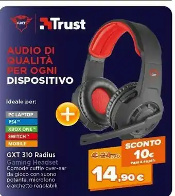Expert Trust GXT 310 Cuffia Casco Connettore 3.5 Mm Rosso offerta