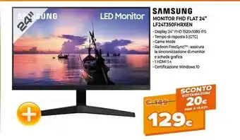 Expert Samsung Monitor FHD Flat 24'' LF24T350FHRXEN offerta
