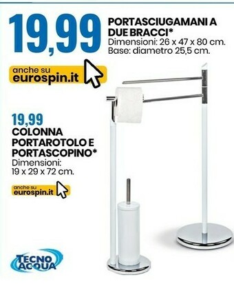 Eurospin Tecno Acqua Portasciugamani A Due Bracci offerta