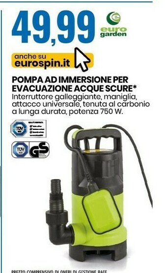 Eurospin Pompa Ad Immersione Per Evacuazione Acque Scure offerta