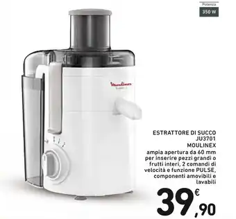 Moulinex JU3701 Frutelia+, Estrattore Di Succo A Freddo, Dotato Di Ampia Apertura, Facile Da Pulire, 2 Velocità E Modalità Pu