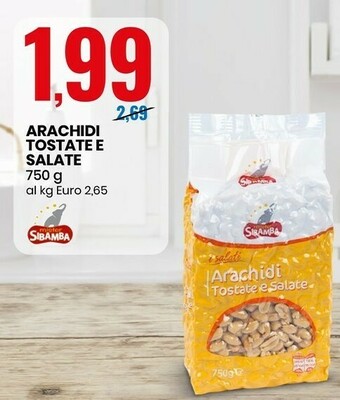 Eurospin Sibamba Arachidi Tostate Salate 750 G(ml) offerta