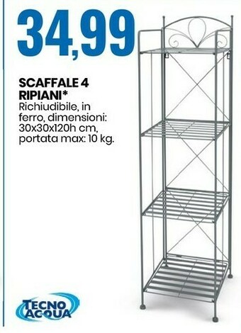 Eurospin Tecno Acqua Scaffale 4 Ripiani offerta