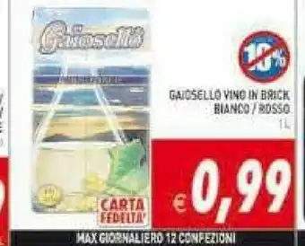 Gros Gaosello Vino In Brick Bianco / Rosso 1 L offerta