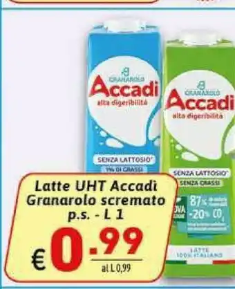 Ipercarni Granarolo Accadi Senza Lattosio Biologico E Digeribile 1000 G(ml) offerta