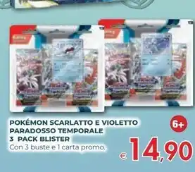 Bennet Pokemon scarlatto e violetto paradosso temporale 3 pack blister offerta