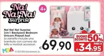Bennet Na! na! na! surprise - 3-in-1 backpack bedroom unicorn playset asst offerta