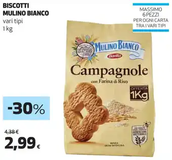 In Coop BISCOTTI MULINO BIANCO vari tipi 1 kg offerta