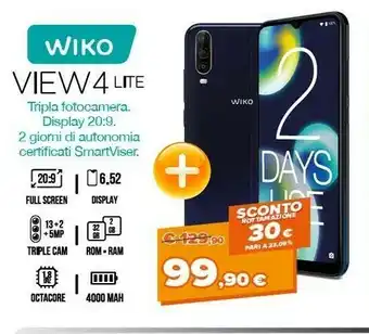 Expert Wiko View4 Lite 16,6 Cm (6.52") 2 GB 32 GB Doppia SIM 4G Micro-USB Blu Android 10.0 4000 MAh offerta