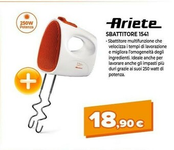 Expert Ariete 1541 Sbattitore Manuale Arancione, Bianco 250 W offerta