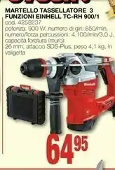 Mondo Brico Martello Tassellatore 3 Funzioni Einhell Tc-rh 900/1 offerta