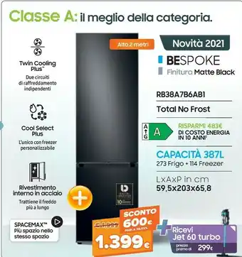 Expert Samsung RB38A7B6AB1 Frigorifero Con Congelatore Libera Installazione 387 L A Nero offerta