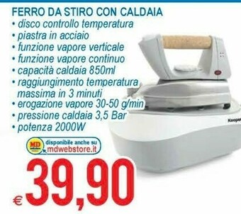 MD Discount Ferro da stiro con caldaia offerta