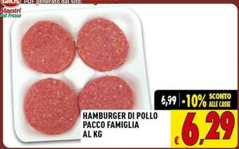 Iper Triscount Gros Hamburger Di Pollo Pacco Famiglia offerta