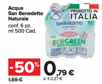 Carrefour Market San Benedetto Naturale Acqua 6pz 500ml offerta