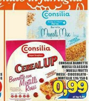 Gros Consilia Cereal Up Barrette Con Mirtilli Rossi 126 G(ml) offerta