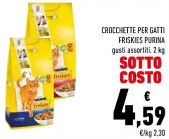 Conad CROCCHETTE PER GATTI FRISKIES PURINA gusti assortiti, 2 kg offerta