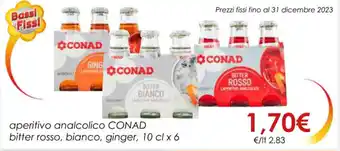 Conad aperitivo analcolico CONAD bitter rosso, bianco, ginger, 10 cl x 6 offerta