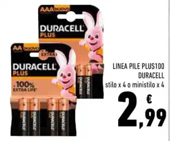 Conad LINEA PILE PLUS100 DURACELL stilo x 4 o ministilo x 4 offerta