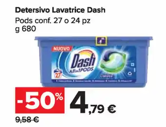 Carrefour Market Dash Detersivo Lavatrice 27 o 24pz 680g offerta