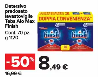 Carrefour Market Finish Detersivo predosato lavastoviglie Tabs Aio Max 70pz 1120g offerta