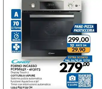 Orizzonte Candy FCP S615X Forno Incasso 70 L Ventilato A offerta