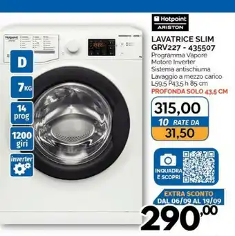 Orizzonte Ariston Lavatrice Slim GRV227-435507 offerta