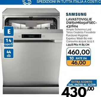 Orizzonte Samsung Lavastoviglie DW60M6050FSEC-432604 offerta
