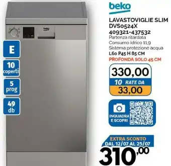 Orizzonte Beko DVS05024X Lavastoviglie Libera Installazione 10 Coperti E offerta