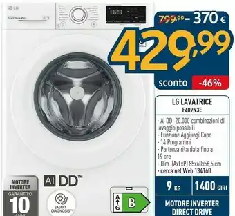 Sinergy LG Lavatrice F409N3 offerta