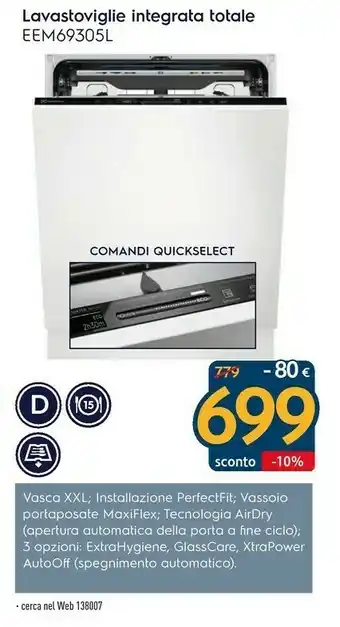 Sinergy Electrolux Lavastoviglie Integrata Totale EEM69305L offerta