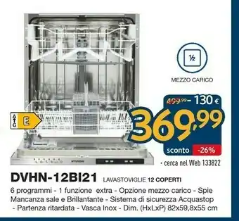 Sinergy Hyundai DVHN-12BI21 Lavastoviglie 12 Coperti offerta