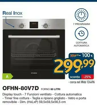 Sinergy Hyundai OFHN-80V7D Forno Forno Elettrico 80 L 2500 W Nero, Acciaio Inossidabile A offerta