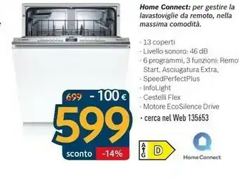 Sinergy Bosch Lavastoviglie 60cm SMV4HAX08E offerta