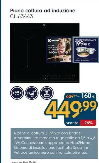 Sinergy Electrolux Piano Cottura Ad Induzione CIL63443 offerta