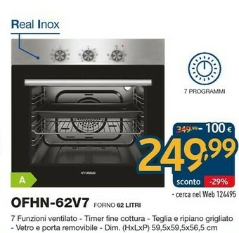 Sinergy Hyundai OFHN-62V7 Forno Forno Elettrico 62 L 2300 W Nero, Acciaio Inossidabile A offerta