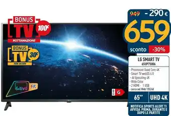 Sinergy LG 65UP75006LF TV 165,1 Cm (65") 4K Ultra HD Smart TV Wi-Fi Grigio offerta