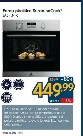 Sinergy Electrolux Forno Pirolitico SurroundCook EOF04X offerta