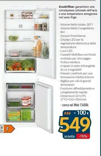 Sinergy Bosch Bosch KIV865SF0 frigorifero con congelatore Da incasso 265 L A+ Bianco offerta