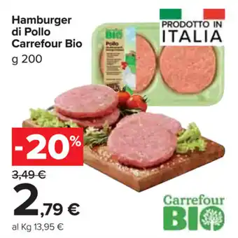 Carrefour Market Carrefour Bio Hamburger di Pollo 200g offerta