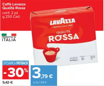 Carrefour Market Lavazza Qualità Rossa Caffè 2pz 250g offerta
