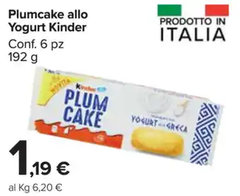 Carrefour Market Kinder Plumcake allo Yogurt 6pz 192g offerta