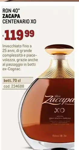 Zacapa ron 40° centenario xo