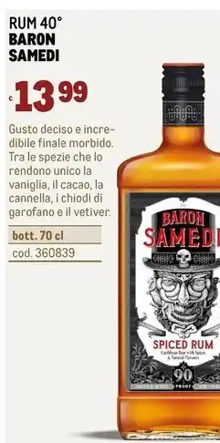 Metro Baron samedi - rum 40 offerta