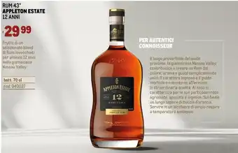 Metro Appleton estate - rum 43° 12 anni offerta
