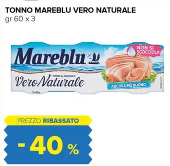 Tigre TONNO MAREBLU VERO NATURALE gr 60 x 3 offerta