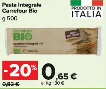 Carrefour Market Carrefour Bio Pasta Integrale 500g offerta
