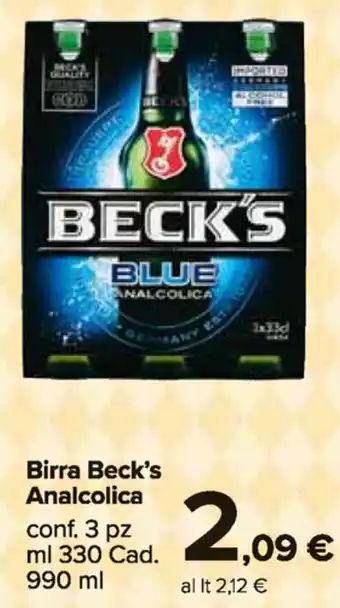 Carrefour Market Beck's Analcolica Birra 3pz 330ml/990ml offerta