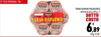 Conad Margherita TONNO RIOMARE MEGASCORTA all'olio di oliva, 80 g x 7 offerta
