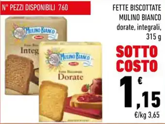 FETTE BISCOTTATE MULINO BIANCO dorate, integrali, 315 g